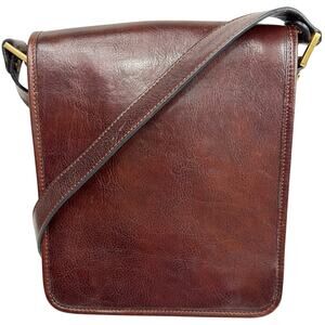 Time Resistance, On The Road Small Leather Messenger Bag, Brown, Leather